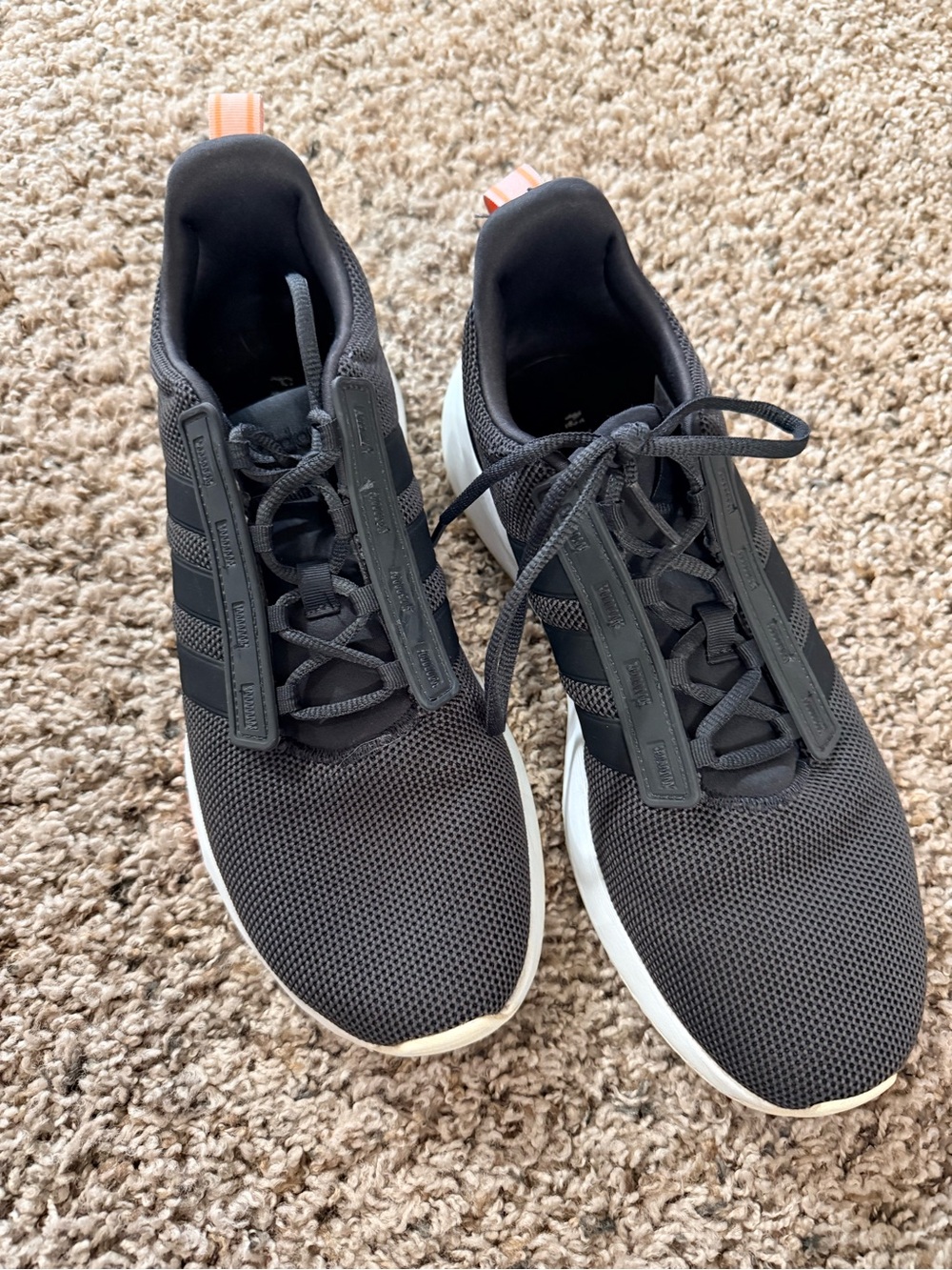adidas Cloudfoam Black Running Sneakers with White Sole